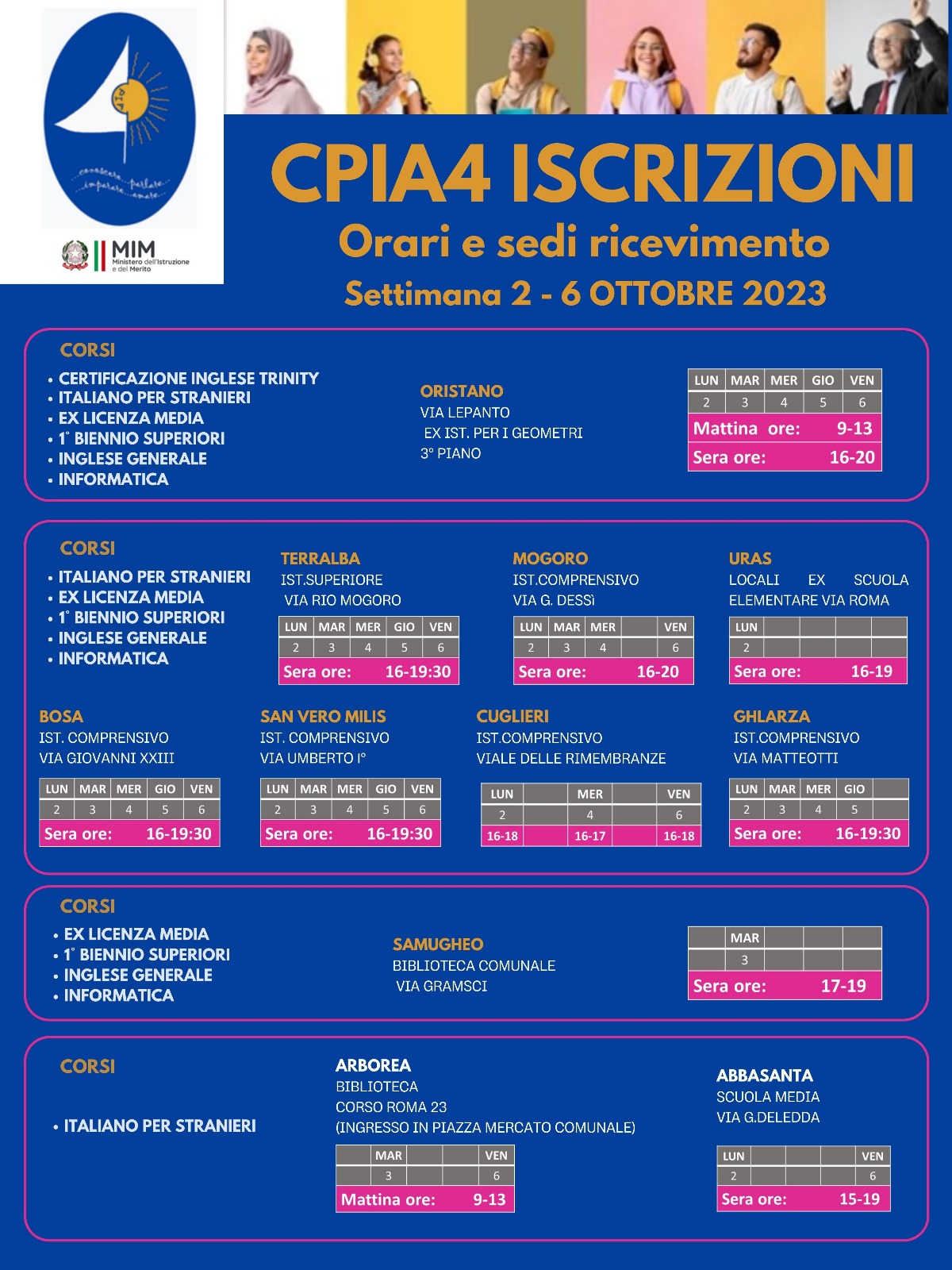 Orario 2 6 ottobre